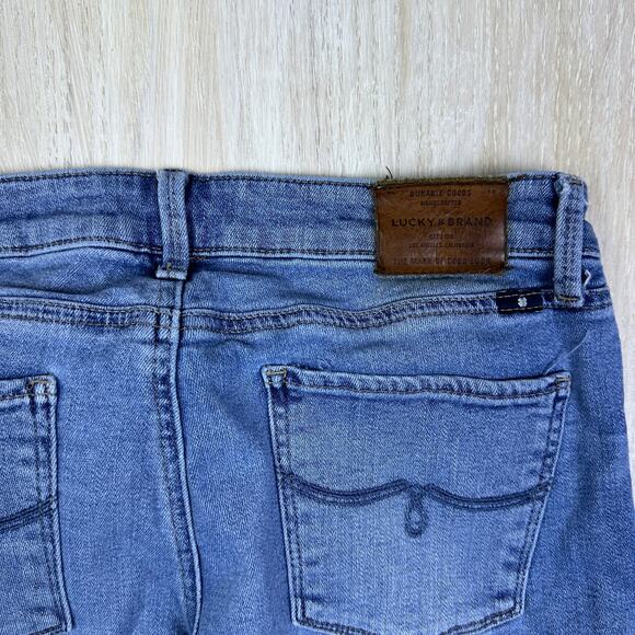 Lucky Brand Blue Lolita Skinny Fray Hem Mid Rise Medium Wash Denim Jeans 8/29 - Picture 9 of 15